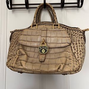 Funky tan-ish/gray-ish animal textured Dooney and Burke bag